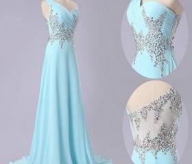 Custom Size Beaded Chiffon A-line Evening Dresses 2016 New Prom Gowns